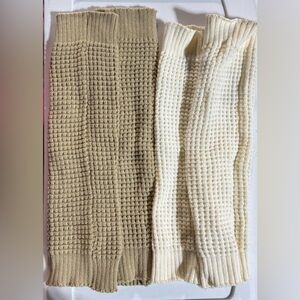 Cozy Knit leg warmers - khaki and Cream 2 pack
